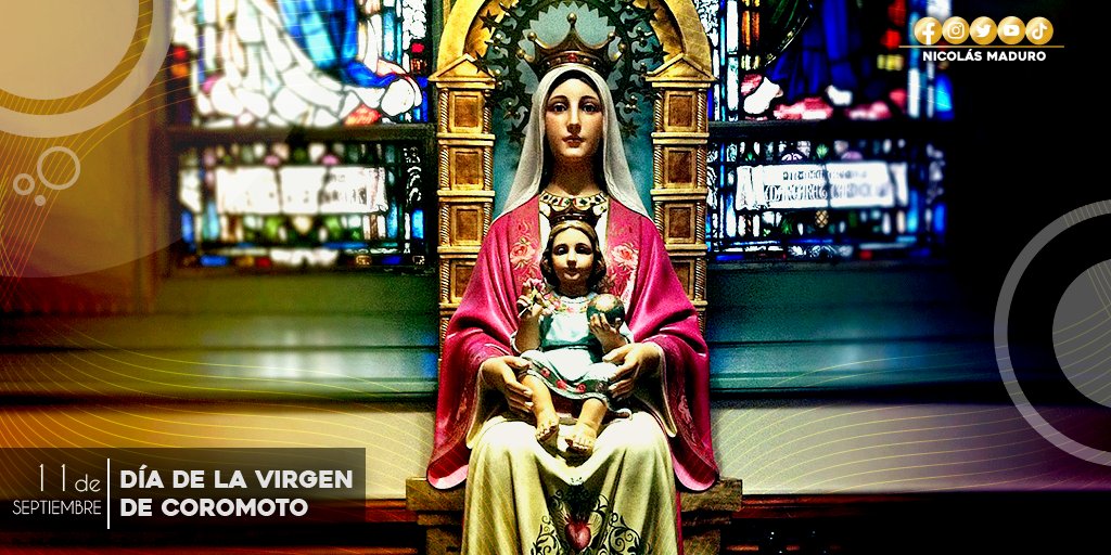 Nuestra Señora de Coromoto, Venezuela te celebra y acude a ti en este día, unida en oración, para rogar tu protección de madre. En ti confiamos, y en tus manos ponemos todas nuestras angustias, luchas y victorias. Intercede por nosotros ante el Padre y bendícenos con tu amor.