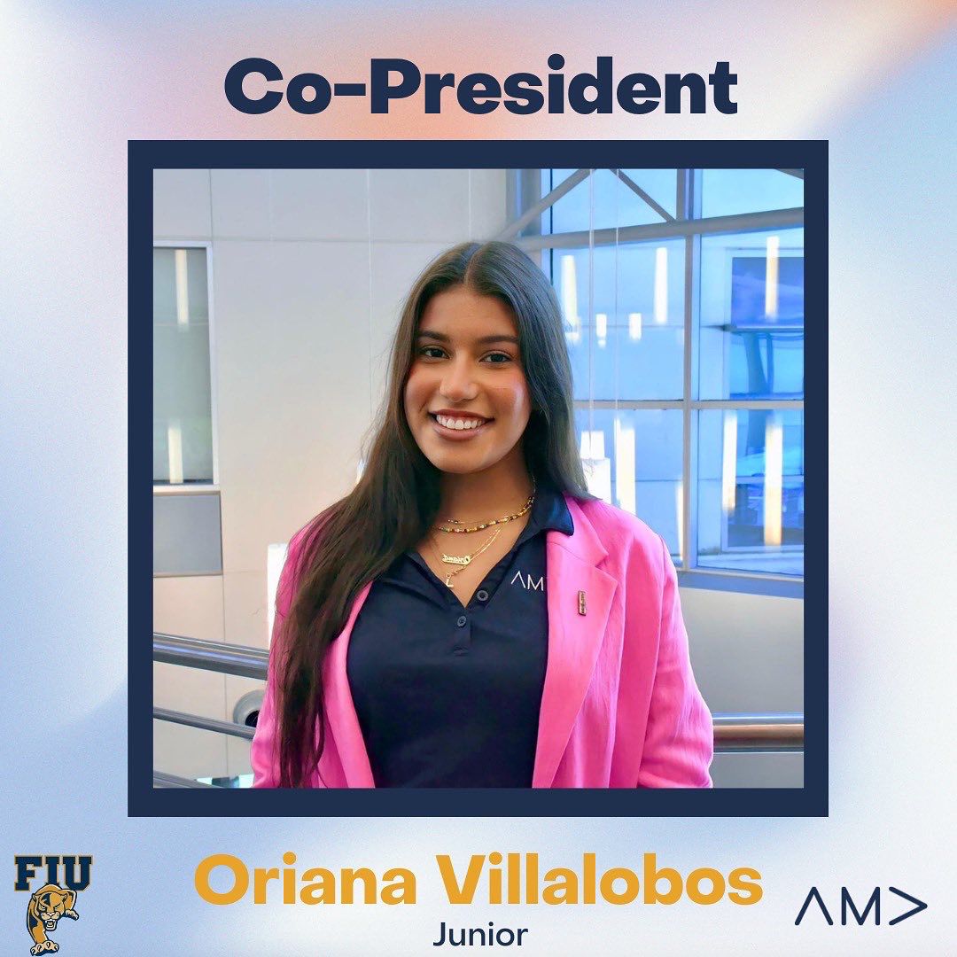 AMAFIU's tweet photo. Meet your E-board members! 🎉 Next up on our E-board is our other co-preseident Oriana Villalobos! 🤩Swipe through and learn more about our co-president Oriana Vilalobos 💻 💙 https://t.co/cLpQ9fXcWa