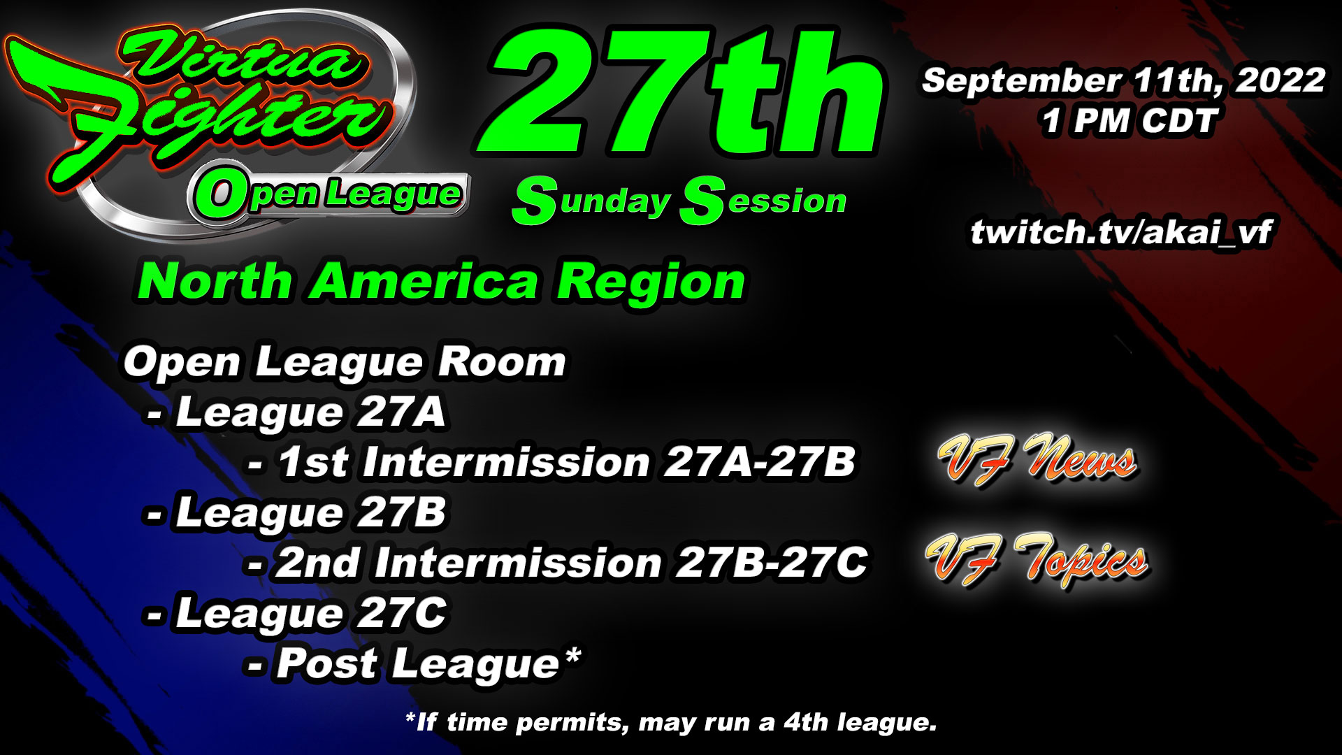 Akai On Twitter 27th VF5US Sunday Open League Session For North akai-on-twitter-27th-vf5us-sunday-open-league-session-for-north
