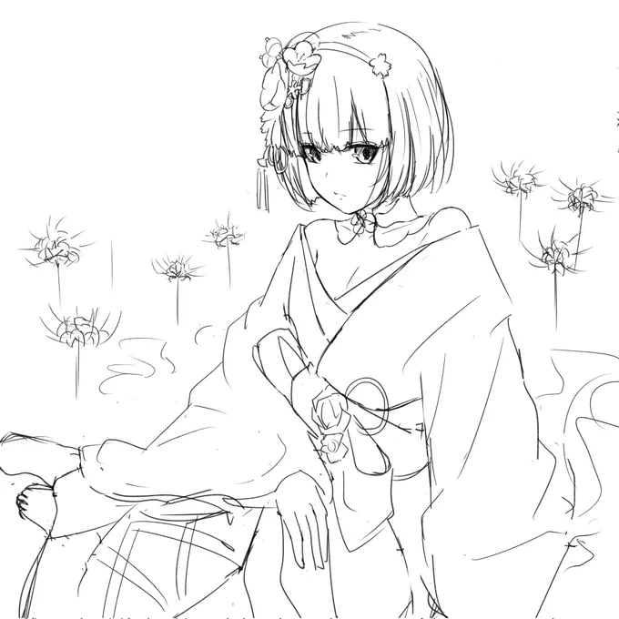 WIP
彼岸花をテーマに一枚描きたい
ということでカリオペさん 