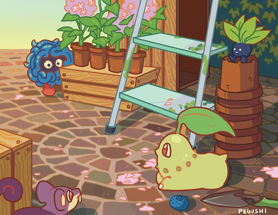 pokemon (creature) no humans plant flower outdoors potted plant watering can  illustration images
