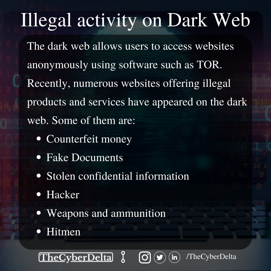TheCyberDelta's tweet photo. The majority of people nowadays utilize the internet to access numerous websites or web pages holding various types of information – such as text, images, audio, video, and many more.
Wanna know about more, Do visit 
https://t.co/dcukpJVvN9
#dark #web  #internet #cyber https://t.co/0lCF0CuNJU
