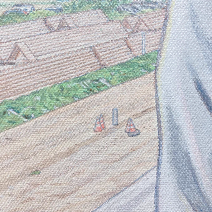 見てきた。門眞妙さんの絵のなかのちっちゃいちっちゃい三角コーンが特に気に入りました。かわいい。#パープルーム#パープルームギャラリー#キャラクター絵画について 
