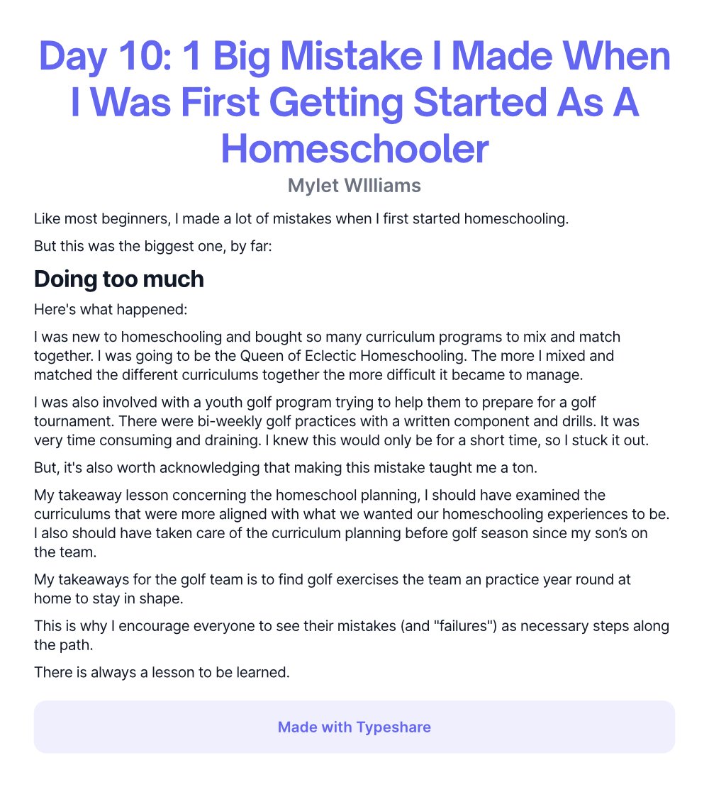 MyletW's tweet photo. Day 10 of 30 - Sharing my journey in homeschooling. https://t.co/5a8QvH6oyS