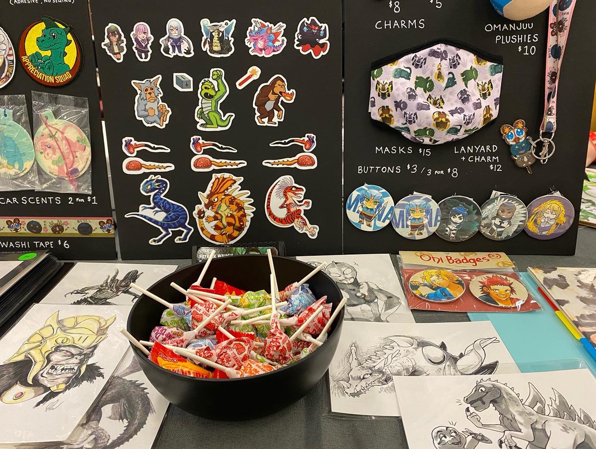patrickwaughart's tweet photo. Last day at All Monsters Attack. Stop by Rainleaf Studio’s table to get magnets, stickers, door hangers, prints, commissions, and more. #daysofthedead #allmonstersattack #daysofthedead2022 #allmonstersattack2022 https://t.co/BaFwGeEIef