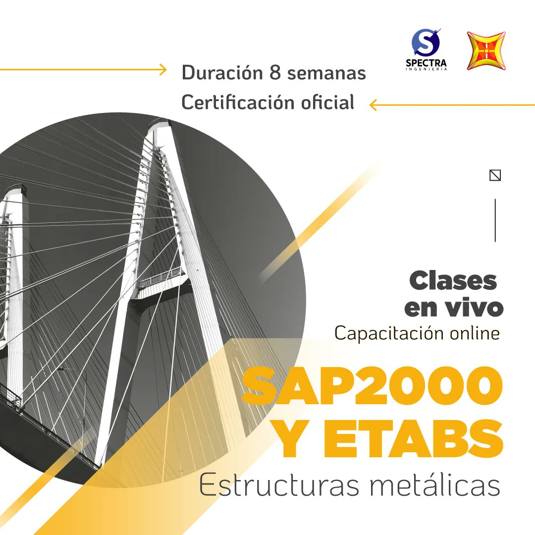 spectra_eng's tweet photo. 🏢SAP2000 Estructuras Metálicas Online
✅ Inicia: Miér 28 Septiembre
✅ Dura: 6 Semanas
Temas:
1. Diseño Correas
2. Diseño Pórticos 2D
3. Diseño Naves Industriales
4. Diseño Edificios en Acero
5. Diseño Losa Colaborante
6. Diseño a Viento
7. Diseño Sismorresistente
#ingcivil https://t.co/9pQbAtC4Lo