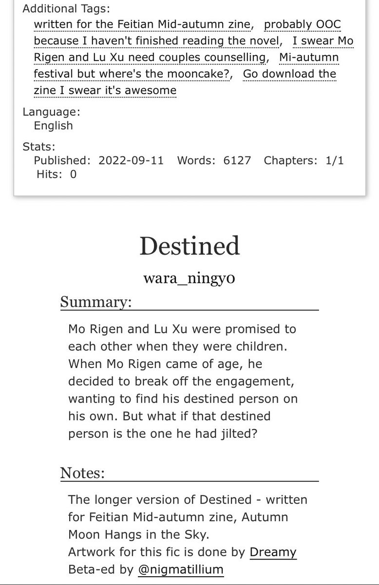 Hello chicksters! The Autumn Moon Hangs in the Sky zine is downloadable at x.com/feitianweek/st…
Everything in there is lovely!

My #tbfyl fic feat Langlu is part of it too. Check the full ver at archiveofourown.org/works/41638380… 

Thanks <a href="/afallenstar_/">Dreamy💜</a> for the sweet artwork!
<a href="/feitianweek/">Feitian Week</a>