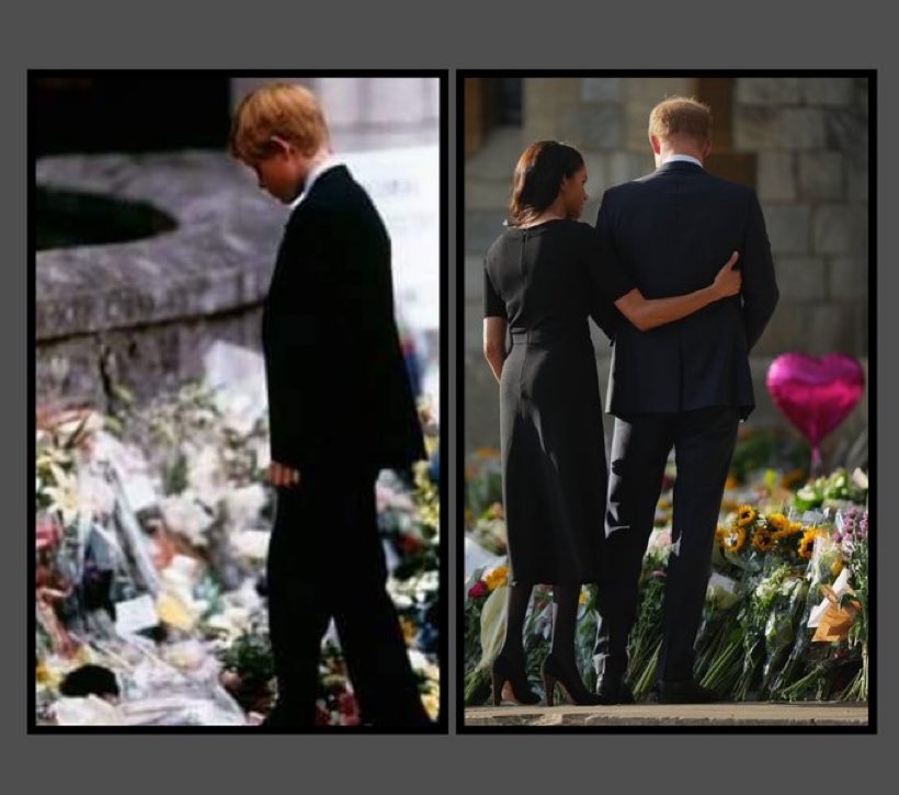 To think as he lost his mama at the age of 12, #PrinceHarry our beloved #dukeofsussex had nobody by his side to love 

He had his grandparents and his papa, but nobody that actually put their arms around him

Now, he has a wife to hold him through the death of his grandmother