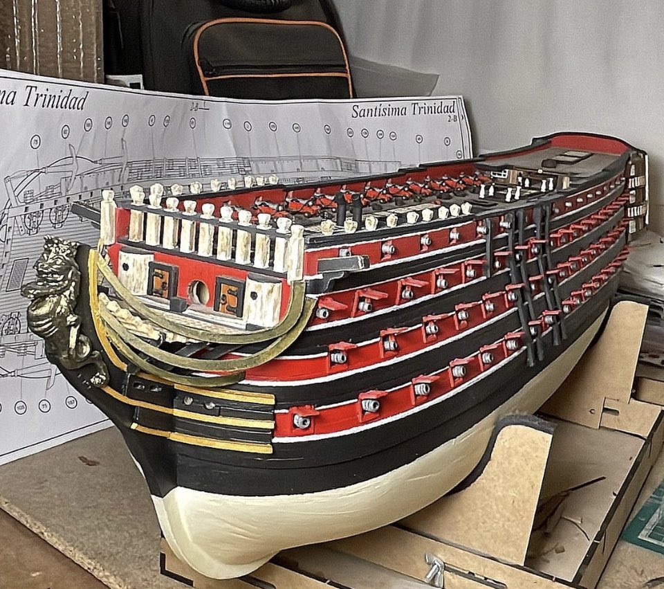 JMOR81's tweet photo. Pues este es mi proyecto el Santísima Trinidad de 140 cañones. Con 4 puentes. Del kit de OcCre #modelismonaval #occre #shipmodel #OcCre https://t.co/1SwEusRleo