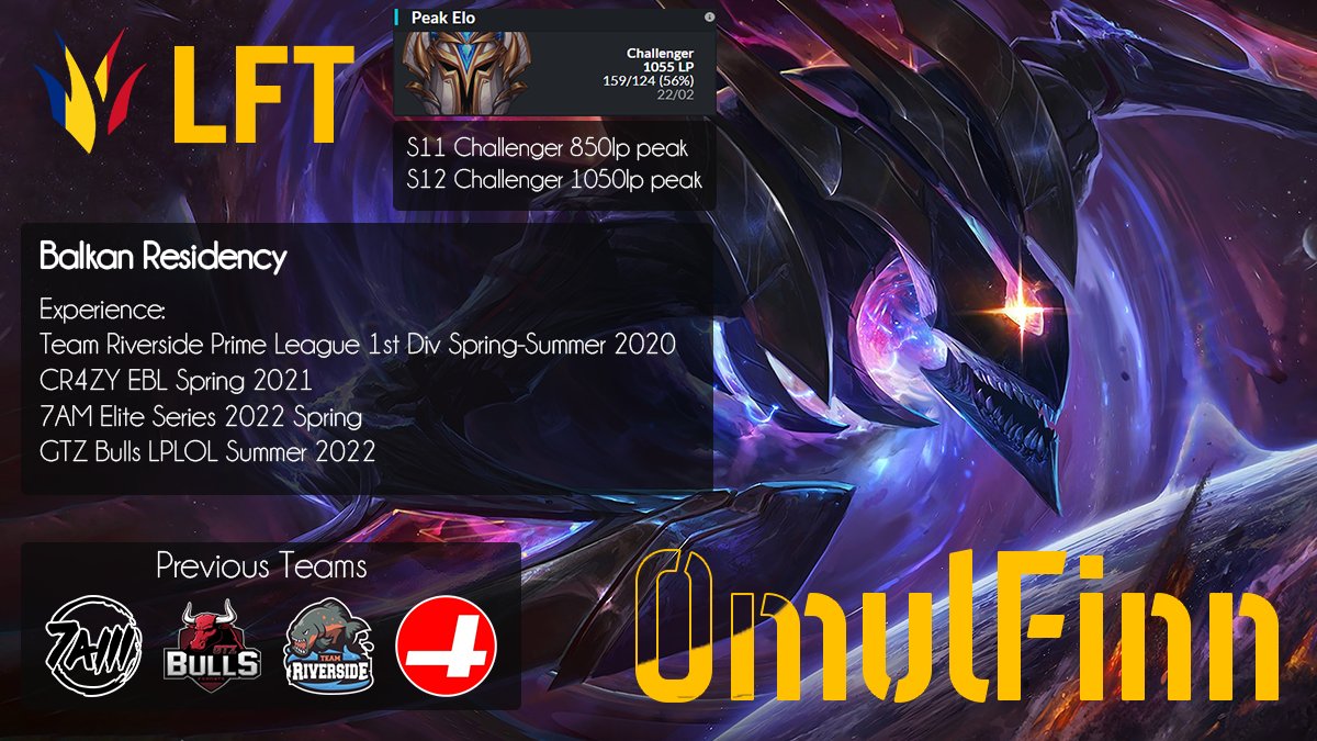 Once again, I'm LFT, glad that I helped GTZ Bulls in the summer split, now I'm looking forward for offers for competitions this year and 2023 split. 
RTs and likes are appreciated 🥰
References: <a href="/BliZarD_EU/">BliZarD</a> <a href="/Speedylolx/">George Daniel Savu</a>