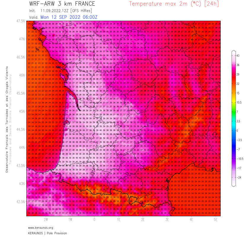 Les 40°C sont finalement atteints dans les #Landes sur une station de classe 4 avec 40.1°C. 