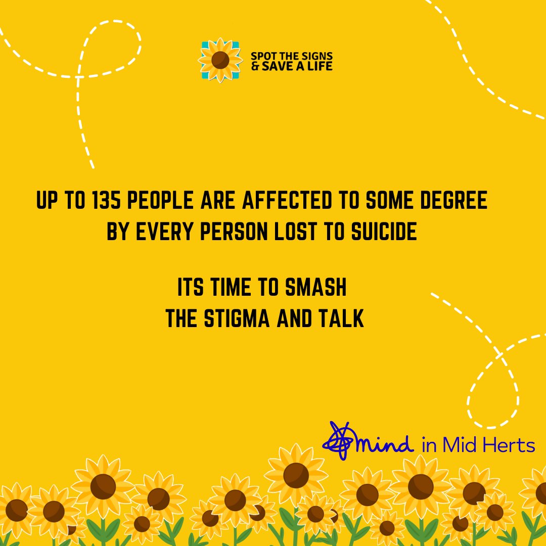 Spot The Signs (@spotsignsuicide) on Twitter photo It's important to reach out.
Visit our website for information about training, resources and support you can access: ow.ly/JqL350KC00S
In an emergency, please dial 999 or call Samaritans 116 123.
<a href="/MindInMidHerts_/">Mind in Mid Herts</a> #smashthestigma It's important to reach out.
Visit our website for information about training, resources and support you can access: ow.ly/JqL350KC00S
In an emergency, please dial 999 or call Samaritans 116 123.
<a href="/MindInMidHerts_/">Mind in Mid Herts</a> #smashthestigma
