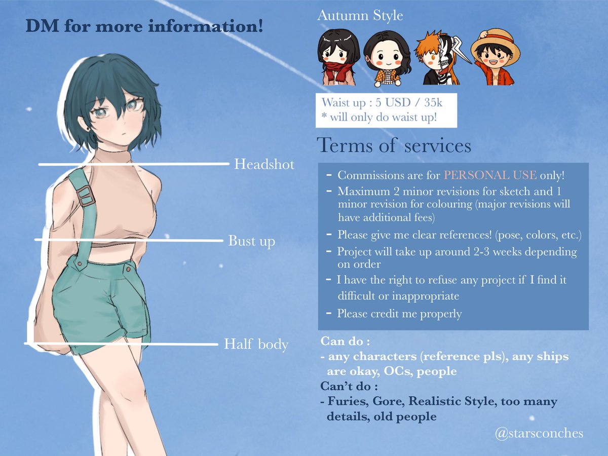 starsconches's tweet photo. ☁️COMMISSIONS OPEN!☁️
RTs and Likes are very appreciated!

Hii, i will open commissions again for international and local!
Please kindly check out these commissions sheet!🥰
DM for more information!💛

#ArtCommissions #commissionsopen #opencommissions #zonaba #zonauang #zonajajan https://t.co/WKH39bYI5b