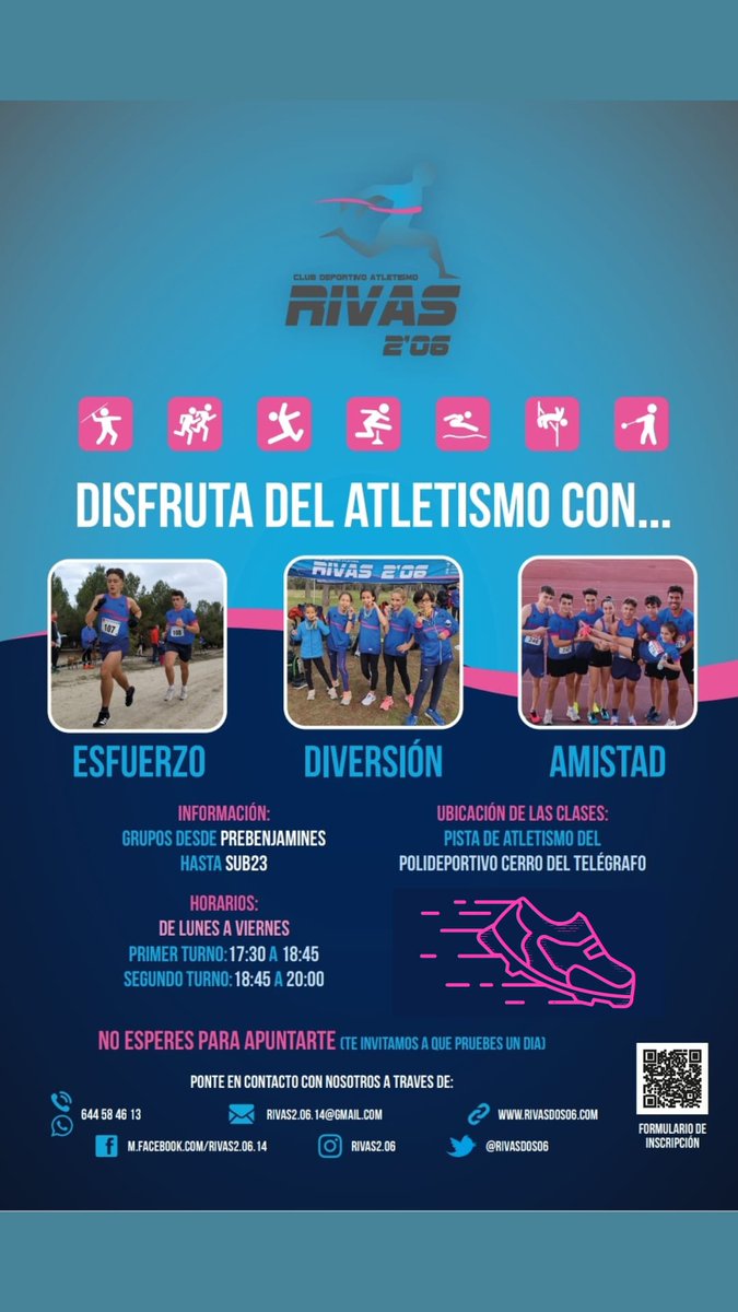 rivasdos06's tweet photo. ☀️Ya estamos de vuelta con las pilas cargadas para el nuevo curso!!💪👏👏🏃‍♀️🏃👟

➡️El día 5 de Septiembre empezamos entrenamientos para los de segundo turno (18:45h) 
➡️Y el 19 comienzan a entrenar los de primer turno (17:30h) 
👇 https://t.co/JmLiBEAjdW