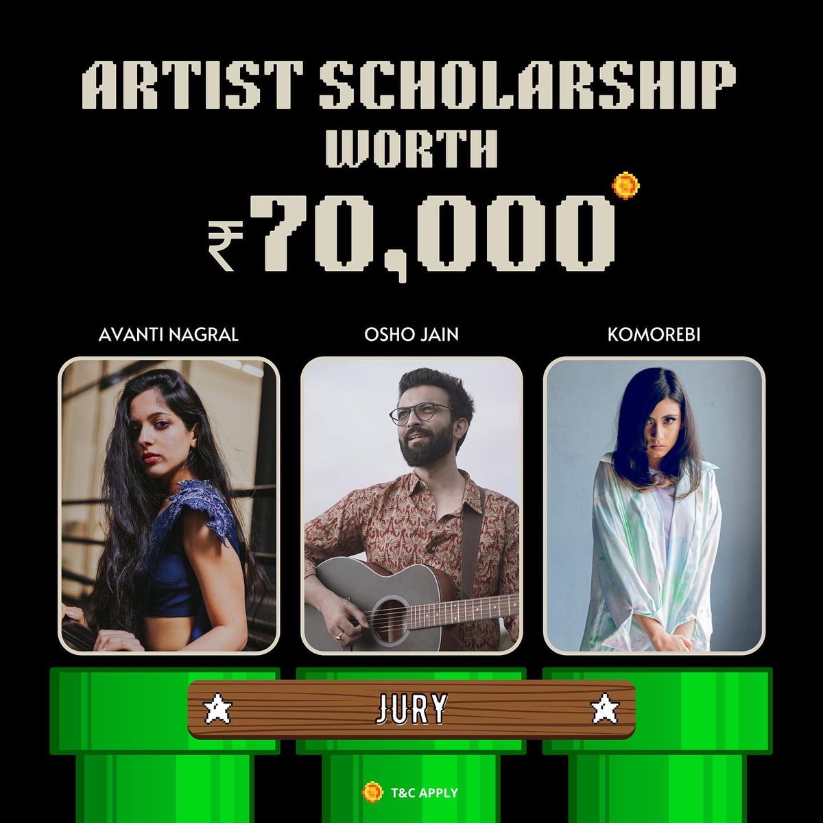 theiimguild's tweet photo. Announcing scholarships worth Rs. 70,000 for Indian indie artists🥳

Apply NOW : https://t.co/PhFu6jr7yy

Jury : @avantinagral @oshojain_ @music_komorebi 

#indianindie #artistsupport #web3community https://t.co/XaZmUj1CXE