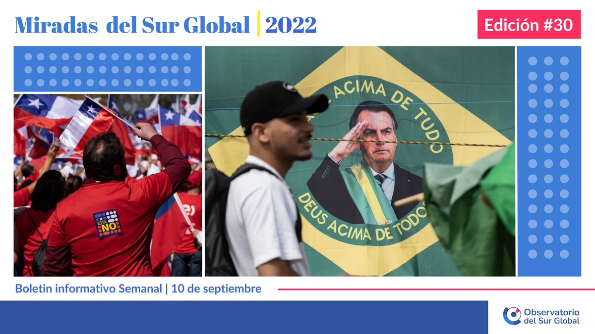 📢#MiradasDelSurGlobal | En esta edición analizamos las claves del rechazo en Chile 🇨🇱, el acto de bolsonaro y la violencia política en brasil 🇧🇷.

Además un panorama de noticias globales con lo mas relevante de la semana, entrevistas y más..

Leelo acá 👇
bit.ly/3DdVd8v