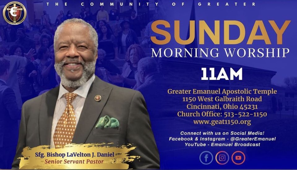 GreaterEmanuel's tweet photo. It’s another great Sunday to magnify the Lord! Join us today at 11am for our Sunday Morning Worship Experience, in-person and online! https://t.co/lVmX2NXoGb