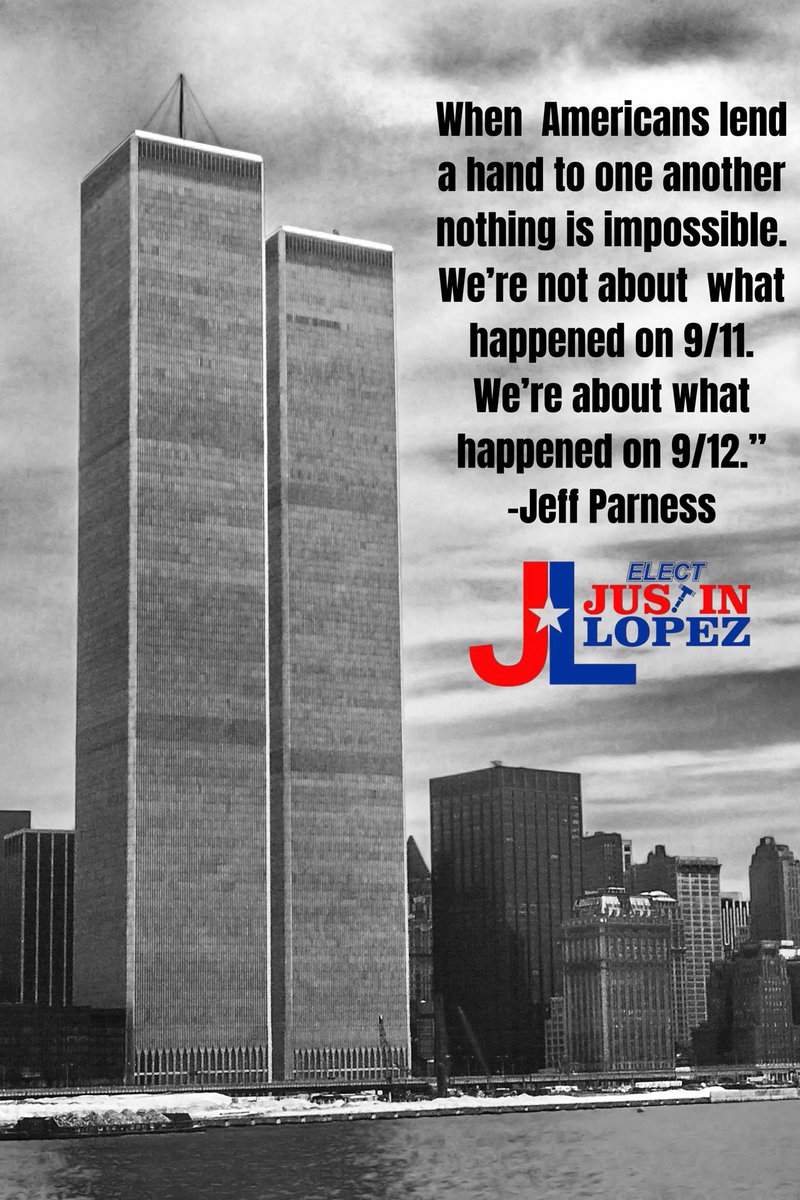 VoteJustinLopez's tweet photo. Tragedy on September 11th. Love on September 12th. I will never forget the attack on our country! Americans came together like never before after that dark day! To all the men, women of law enforcement - thank you for your bravery! https://t.co/D4lBVet3zD
