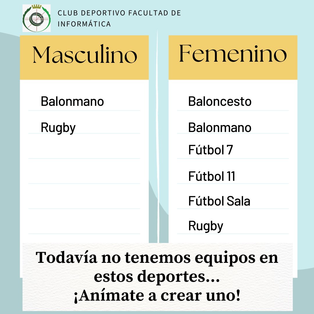 cdeportivoFDI's tweet photo. ¡Crea un nuevo equipo! https://t.co/pLwt61kfJB
