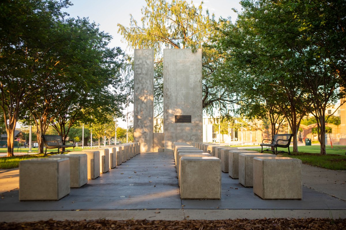 TAMU's tweet photo. The Freedom From Terrorism Memorial is located near The Quad. 

It serves as a tribute to #NeverForget those lost on September 11, 2001, to the Aggies who have made the ultimate sacrifice since, and to those who continue to serve our nation. 🇺🇸 https://t.co/Wjb5J1psun