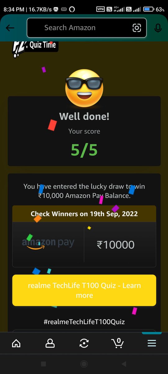 ajitamkr's tweet image. I played this interesting Quiz on Amazon-Play games at Amazon FunZone  amazon.in/game/share/g1E…
#realmeTechLifeT100Quiz
@amazonIN, @realmeIndia, @realmeTechLife #realmeTechLifeT100 #ListenInFullColour