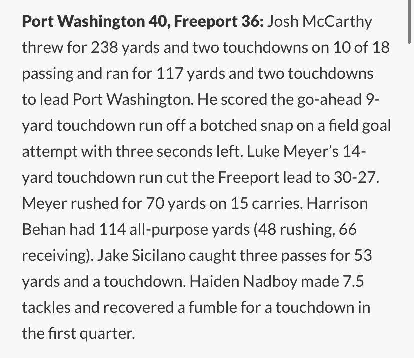 Port Washington Athletics tweet media