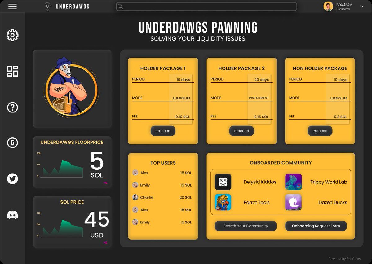 niborNFT's tweet photo. Want to keep your #NFT but low on liquidity-you need to keep your eye out on @underdawgsnft #loanplatform
Number of packages available, interest free and minor fee
Don't miss out on your next mint, snipe or bluechip! Check out their roadmap and platform sneak peak! #underdawgs 🍇 https://t.co/UbLjjnXj9D