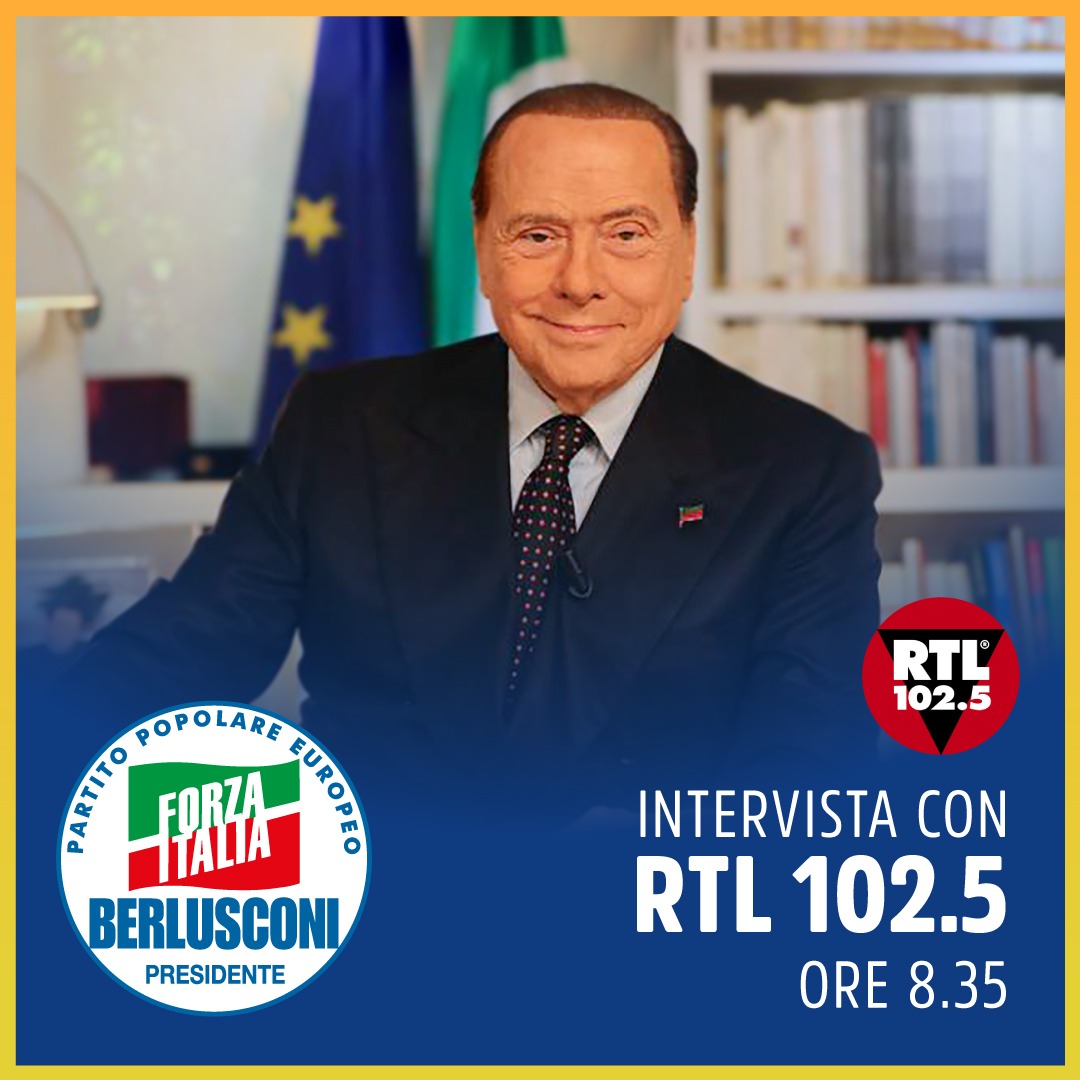 berlusconi's tweet photo. Domani sarò intervistato su @rtl1025 alle 8:35! https://t.co/yLVW3CuI4k
