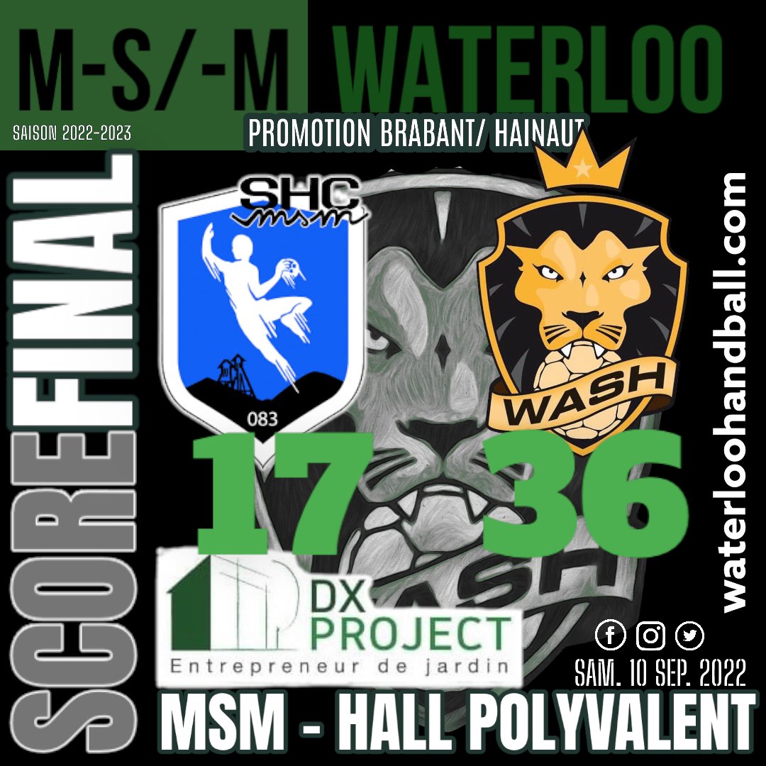 WaterlooHandbal's tweet photo. 🗂 Promotion Brabant/Hainaut 🤾🏻‍♂️ 
💻 CPBHMA094
🏟 Hall Polyvalent MSM
📌10/09/2022
⏱ 20:00 heure
17 SHC Mont sur Marchienne
￼36 Waterloo ASH 🦁
#Waterloo🟢⚫️ #HandballBelgium
#GreenHeartsCantLose #ComeOnLions https://t.co/FrK4uH9XPi
