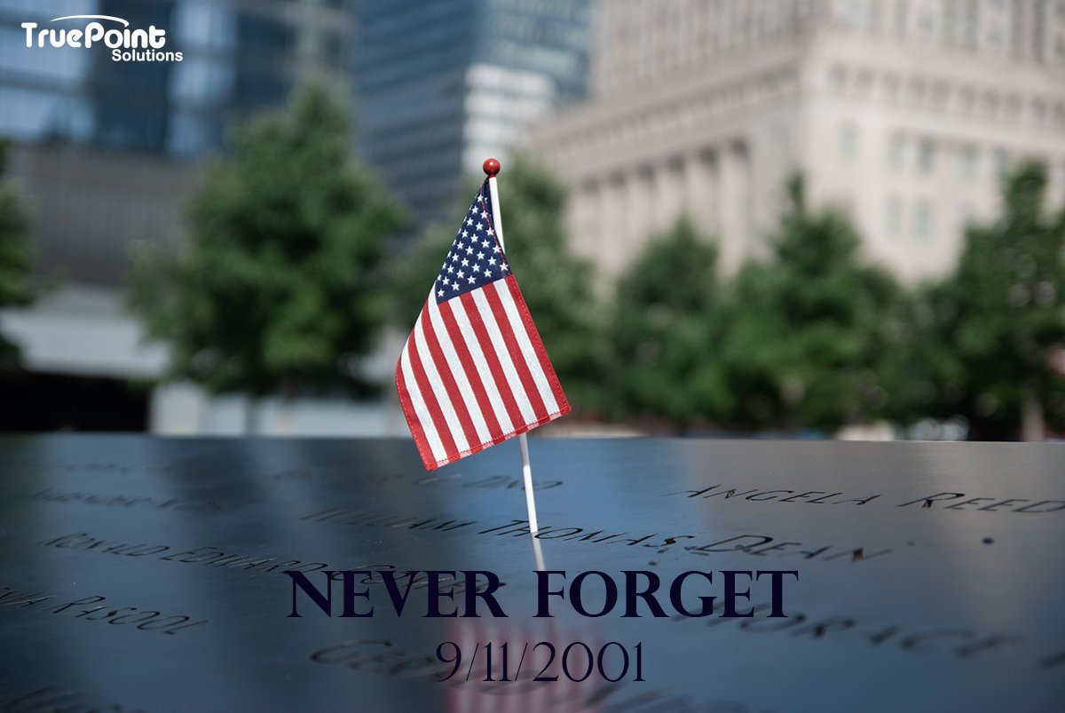 TruePtSolutions's tweet photo. Never forget.
Honoring all who were forever impacted by the attacks on September 11, 2001 - for those who lost their lives, for their loved ones, for the courageous heroes who stepped up in the face of danger to assist, we thank you. And we will never forget. #neverforget https://t.co/RtDqoRjWac