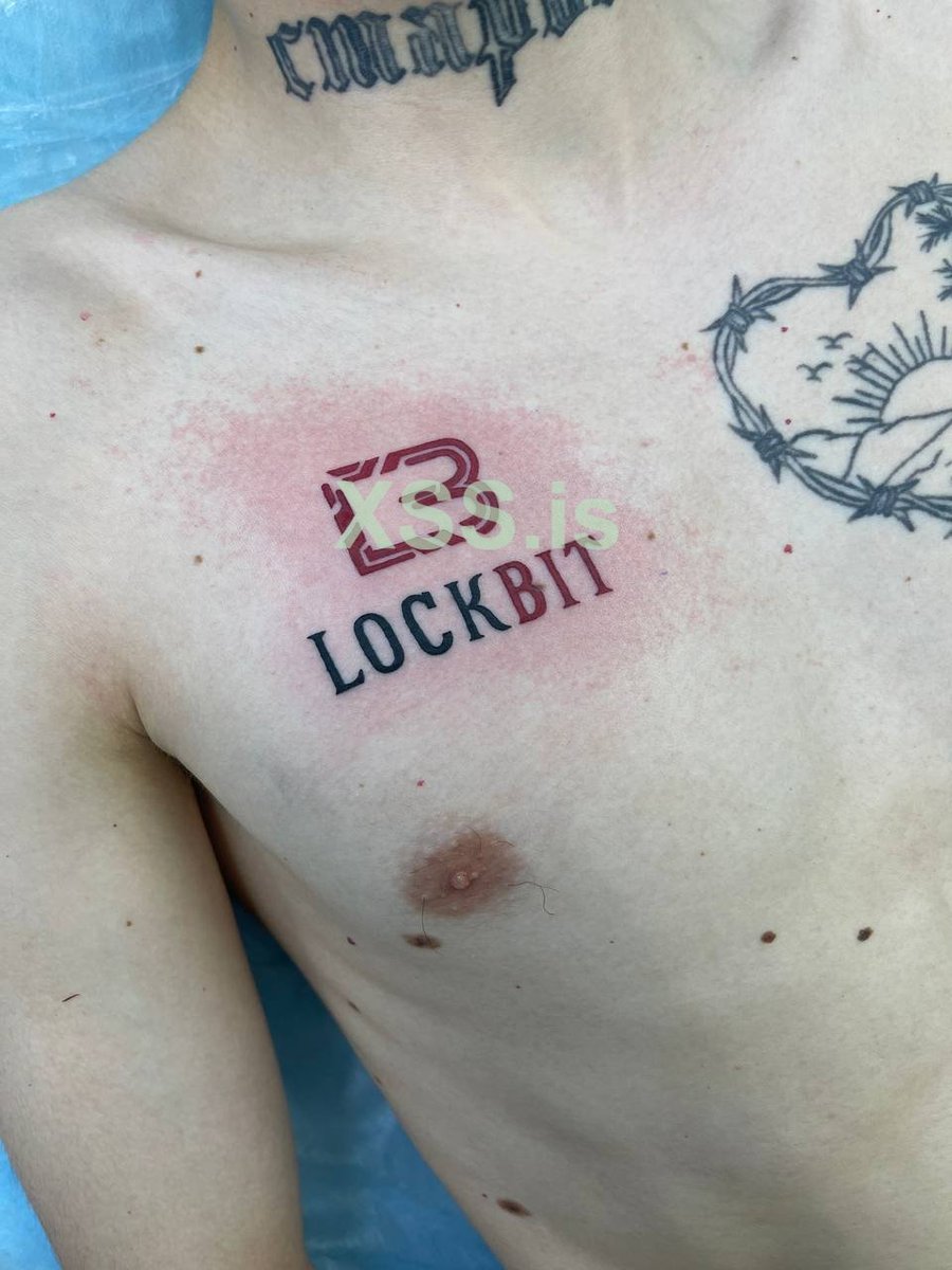 vxunderground's tweet image. In total 10 people have tattooed the Lockbit ransomware group logo onto their body in exchange for $1,000.

Updates via @3xp0rtblog