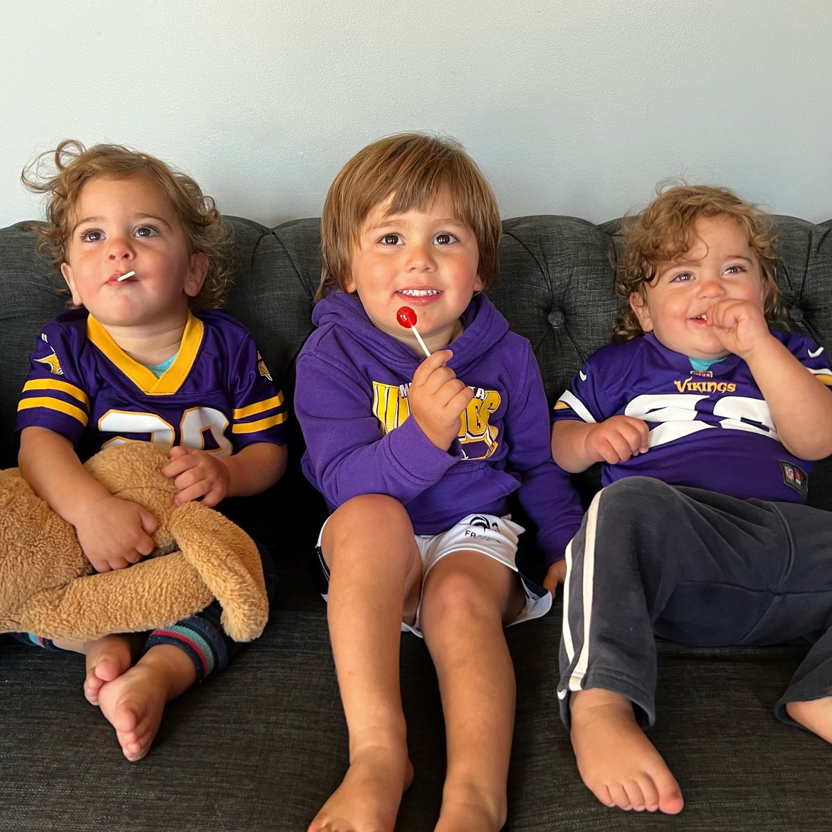 jacobpcoleman's tweet photo. Based on the amount of tackling that takes place in the house, I think it’s safe to say I’ve got my own set of linebackers in the making. #skol #threeunderthree https://t.co/1gqnZQs9oi