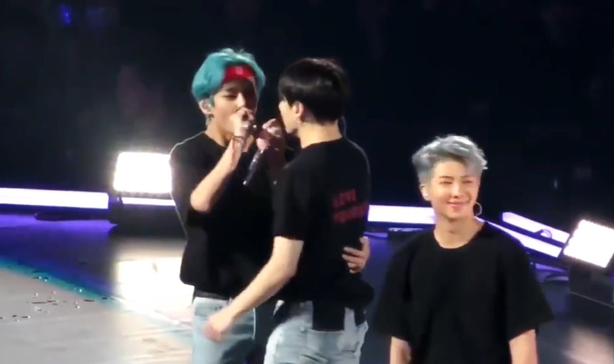 dailyofvk's tweet photo. namjoon always looks so done with taekook 😭 https://t.co/wt6D66eUrs
