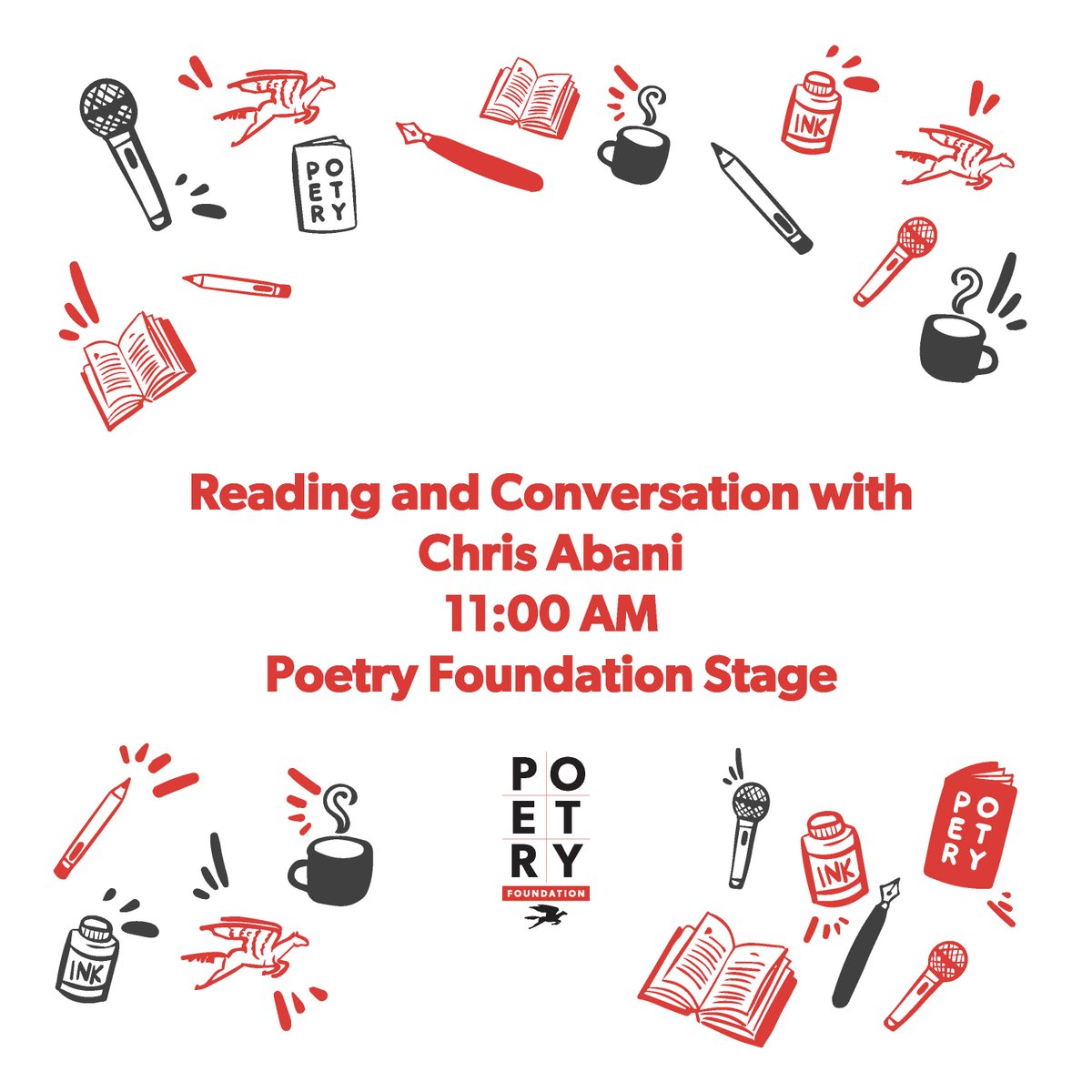 PoetryFound's tweet photo. Join us at the Poetry Foundation Stage for a reading and conversation with @chrisabani, author of SMOKING THE BIBLE. Moderated by Parneshia Jones @parneshia. #PRLF22 https://t.co/JuVytBUTLL https://t.co/EM6T0gUDOD