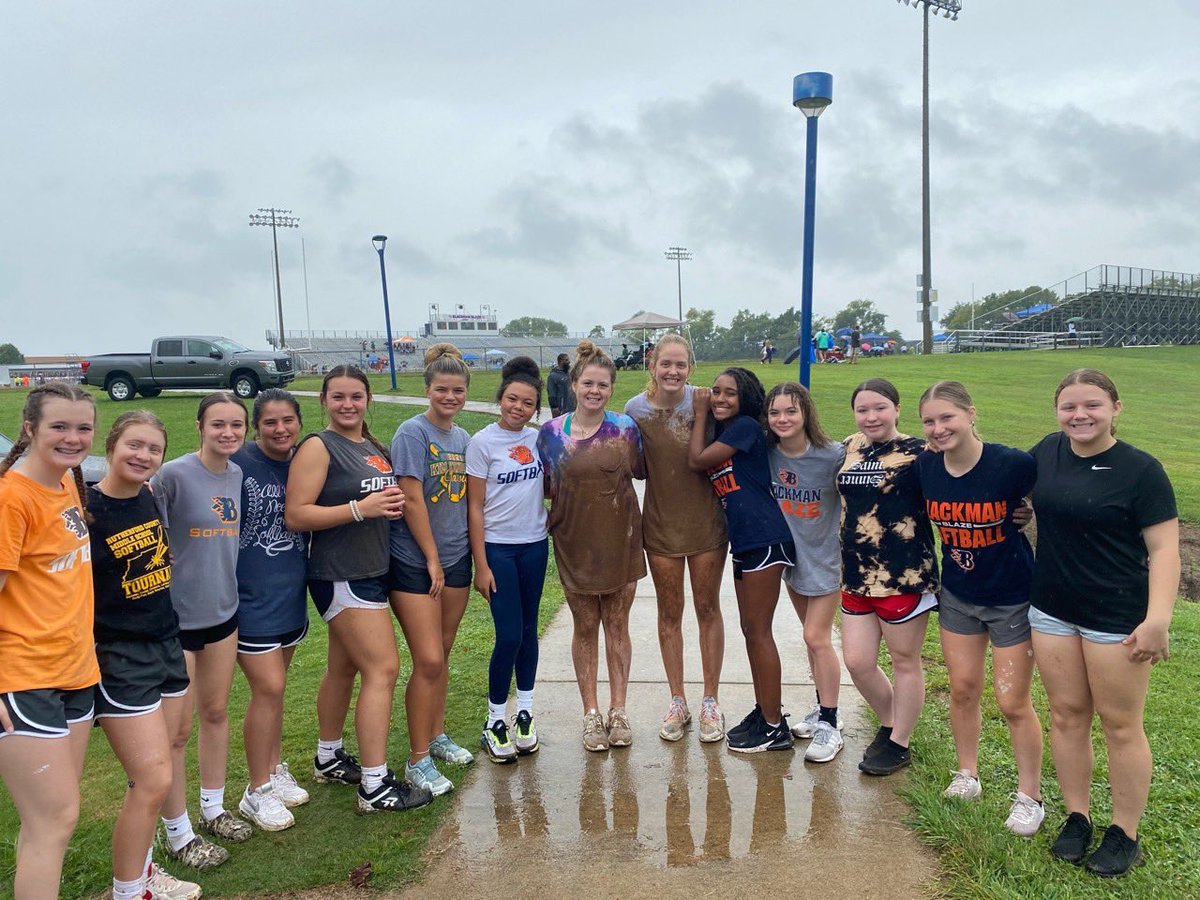 LadyBSoftball's tweet photo. A little rain yesterday wasn’t going to stop a great group of players and parents take part in our first work day of the year. #Team23 is #BuiltDifferent #WeAreBlackman https://t.co/4xMnlceoNG