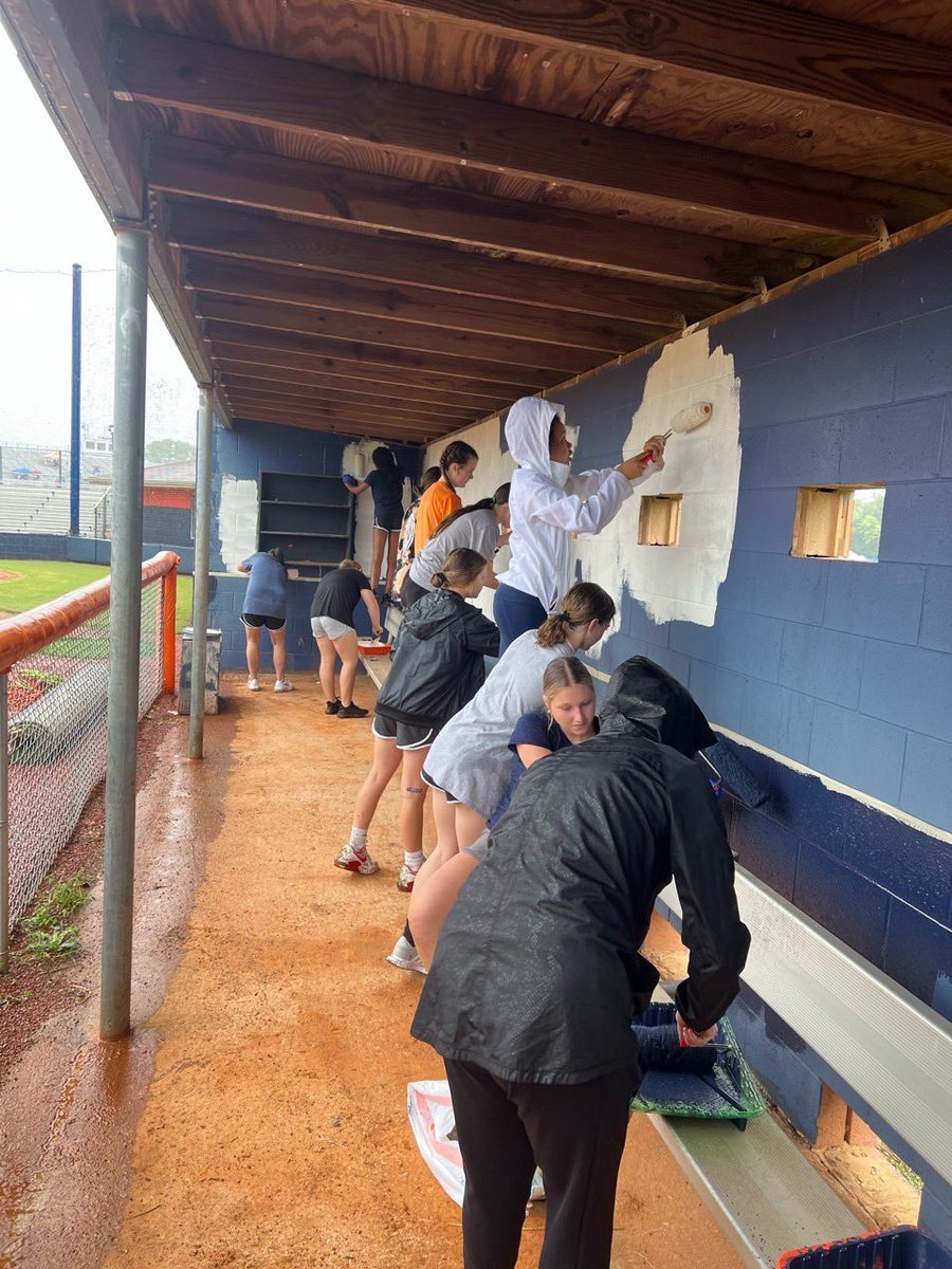 LadyBSoftball's tweet photo. A little rain yesterday wasn’t going to stop a great group of players and parents take part in our first work day of the year. #Team23 is #BuiltDifferent #WeAreBlackman https://t.co/4xMnlceoNG