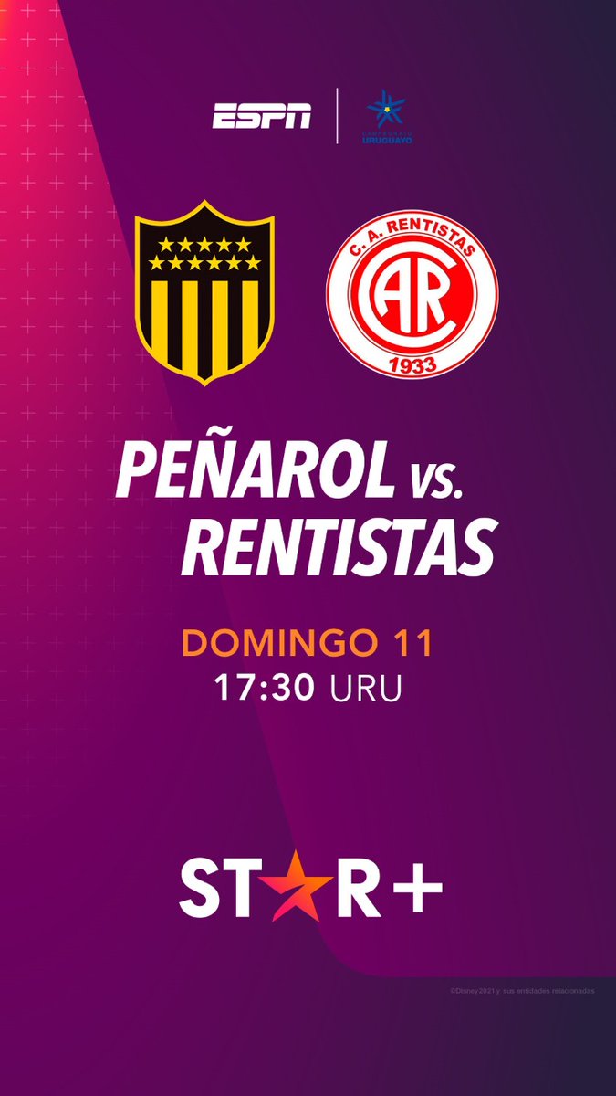 LeoRodriguez82's tweet photo. Se cierra la fecha del #ClausuraEnStarPlus 
Juegan en el #CDS #Peñarol y #Rentistas desde las 18:00
Los esperamos por #StarPlusLA junto a @SebasGiovanelli, Tito Gonçalves, @AnaInesMartinez y
@ValentinaRoossi #ESPNenStarPlus
#ClicLiveContents https://t.co/L7OVrYtLIj