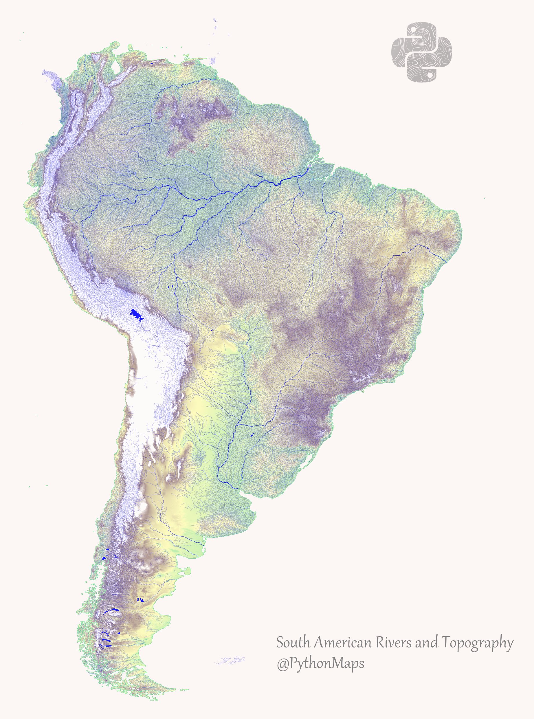 Topography of South America