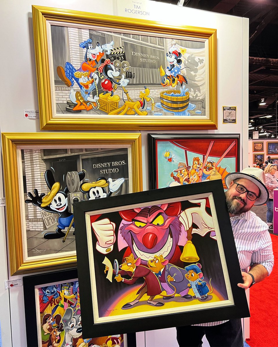 TDRogerson's tweet photo. “Great Mouse Detective” at D23Expo2022! I’m on a Ratigan kick these days:) Last day!! I’ll be signing at Disney Fine Art (#1801) till 7pm. See ya there #d23 #D23Expo https://t.co/8XKcwU3D43