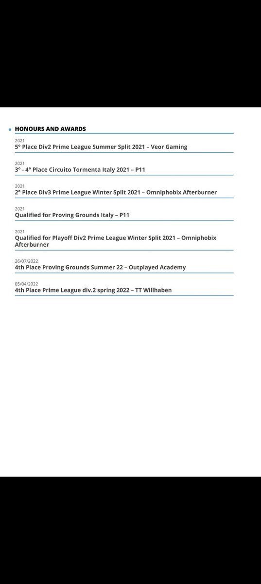 Hello, After the experience with <a href="/aNc_Outplayed/">aNc Outplayed</a> and <a href="/UwUnderworld/">UnderWorld Esports</a>. 
Im LFT as Analyst / Coach for Winter 2022 - Spring 2023 preferably ERL/ERL2 Offers.
References: <a href="/RestlesFaith/">Federica Fragapane</a> <a href="/Emiserra2/">Emiliano</a> <a href="/Vil_euw/">Vil</a> 
❤️&amp;🔃 Are appreciated
Lolpedia: lol.fandom.com/wiki/Self:Tony…