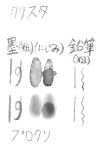 プロクリで、最近のクリスタで使ってるブラシを再現してみるテスト(にじみ墨は要改良) 