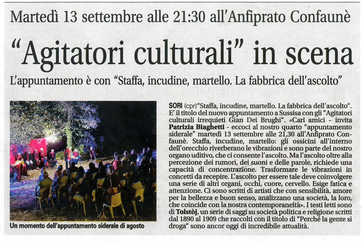 IrrequietiGdB's tweet photo. #13settembre #sussisa #agitatoriculturaliirrequieti #GianDeiBrughi #anfiprato #confaunè #staffaincudinemartello https://t.co/vkms3hZfVv