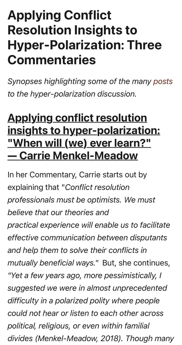 AustenParrish's tweet photo. Faculty news: Prof. @CMenkelMeadow in @BeyondIntract “Applying Conflict Resolution Insights to Hyper-Polarization: ‘When Will (We) Ever Learn?’” https://t.co/CrxSZjXls5 https://t.co/26LHXMnaIQ