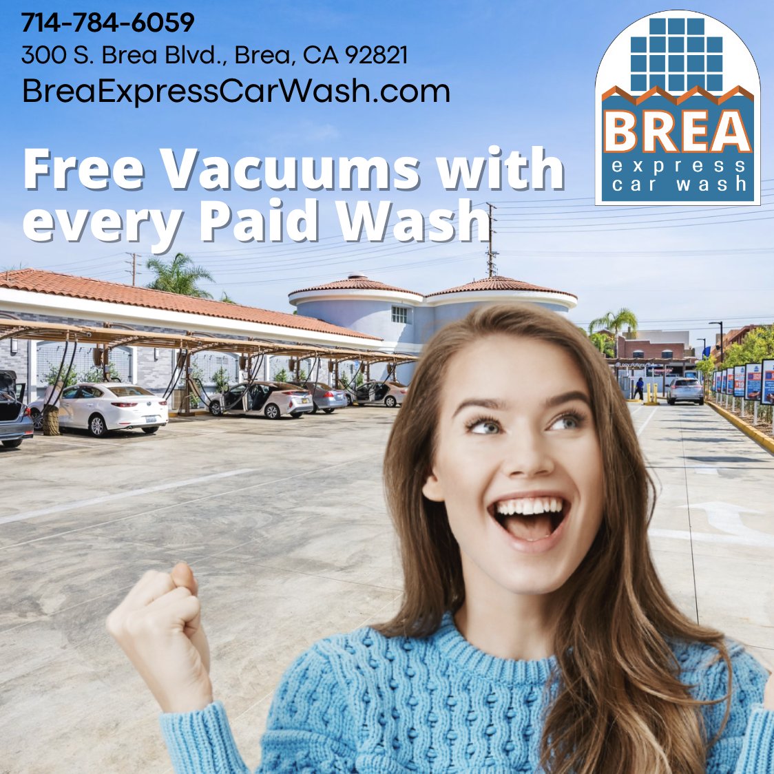 BreaExpress's tweet photo. Have you Tried the FREE Vacuums at Brea Express Car Wash yet?
🤩FREE Self Vacuums
📍300 S Brea Blvd, Brea, CA
💻💻https://t.co/JwcCETQHR0
📞714-784-6059
#breacarwash #breaexpress #carwash #expresscarwash #carwashservice #brea #freevacuumwithwash #gounlimited https://t.co/JzOrXnYTQC