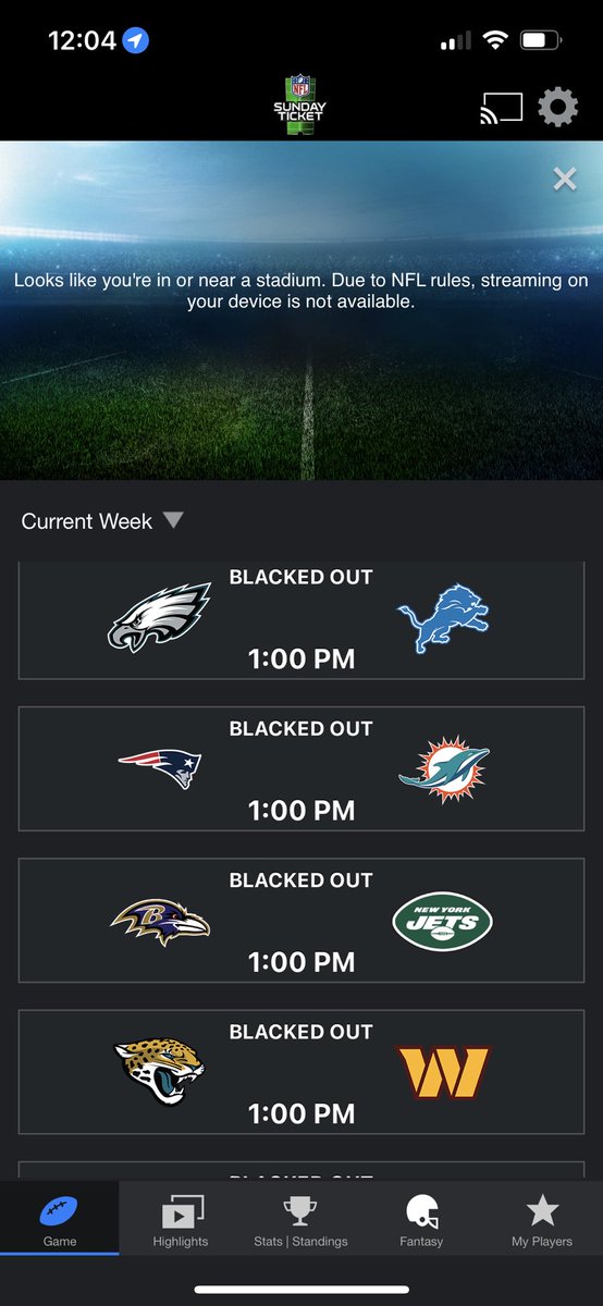 toburenh24's tweet photo. @DIRECTV closest stadium to me is about an hour away and that’s Washington. Still don’t think every single game should be blacked out either. Help please https://t.co/QBmmxp7pAN