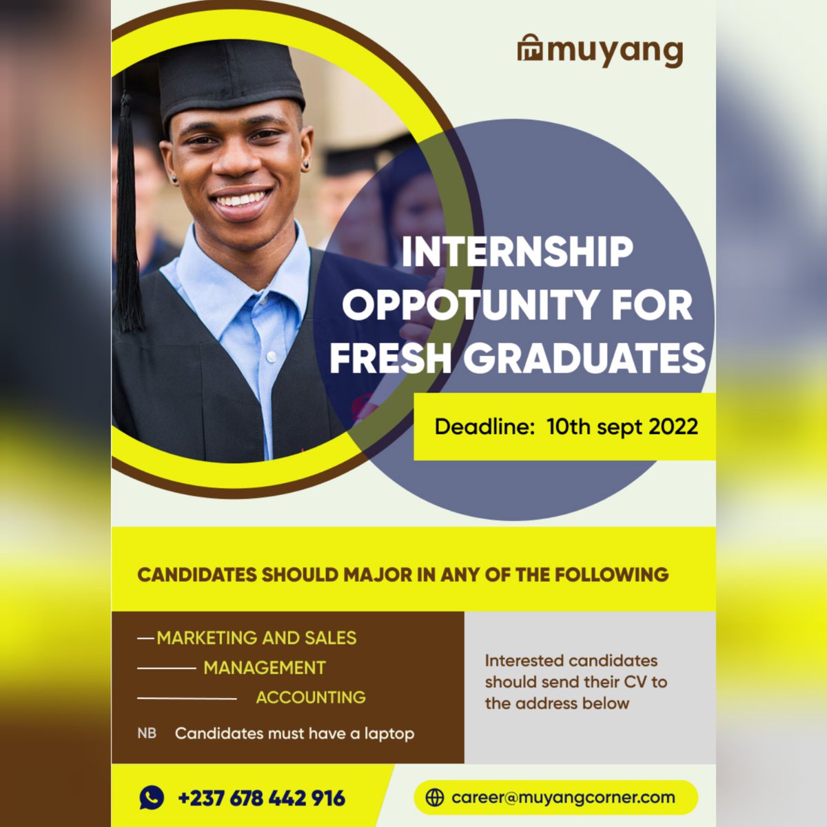 muyangcorner's tweet photo. Have you got what it takes to join the #MC team?? This' an opportunity for you, send your CV to the stated Email address and we would get back you.. https://t.co/kx1wqBzGDR