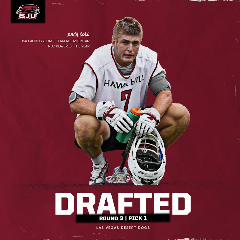 SJUHawks_MLax's tweet photo. Congratulations to our guy Zach Cole on getting drafted in last night’s @NLL entry draft by @vegasdesertdogs #THWND https://t.co/1CBKlvBwEY