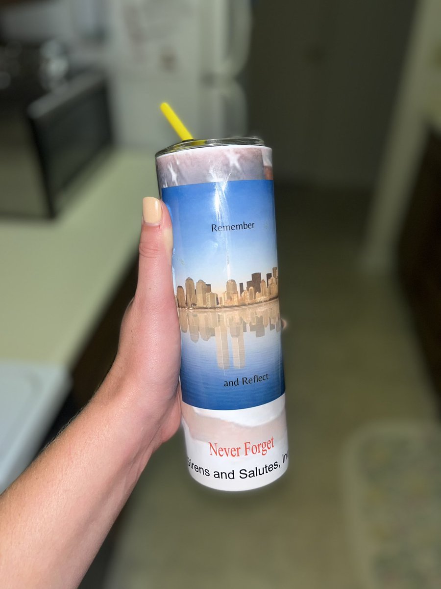 Enjoying my morning coffee from this beautiful mug gifted to me from a Buchanan-based non-profit, Sirens and Salutes, Inc 🤍 May we never forget the men and women who lost their lives on this day 21 years ago🇺🇸🙏🏻 #neverforget