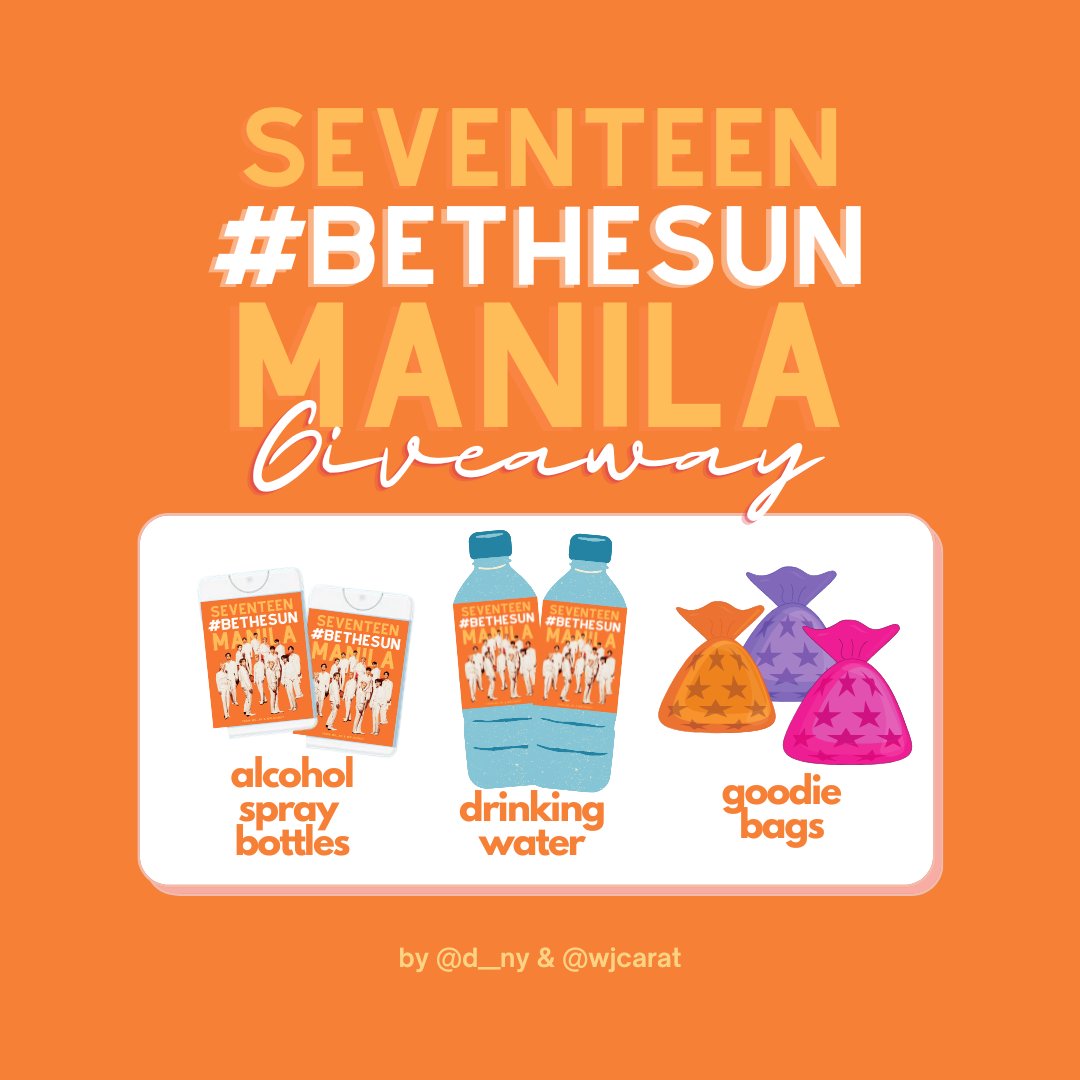 d__ny's tweet photo. ☀️ Seventeen Be The Sun Manila Giveaway! ☀️

📍 MOA Arena
⏱️ TBA
📅 October 9 (DAY TWO ONLY!)

freebies from me and @wjcarat 

RT this tweet and present it to us upon claiming. 
See you! 🧡
#BETHESUNinMNL #BeTheSuninManila 
#SEVENTEEN https://t.co/e4IKMoDvLq
