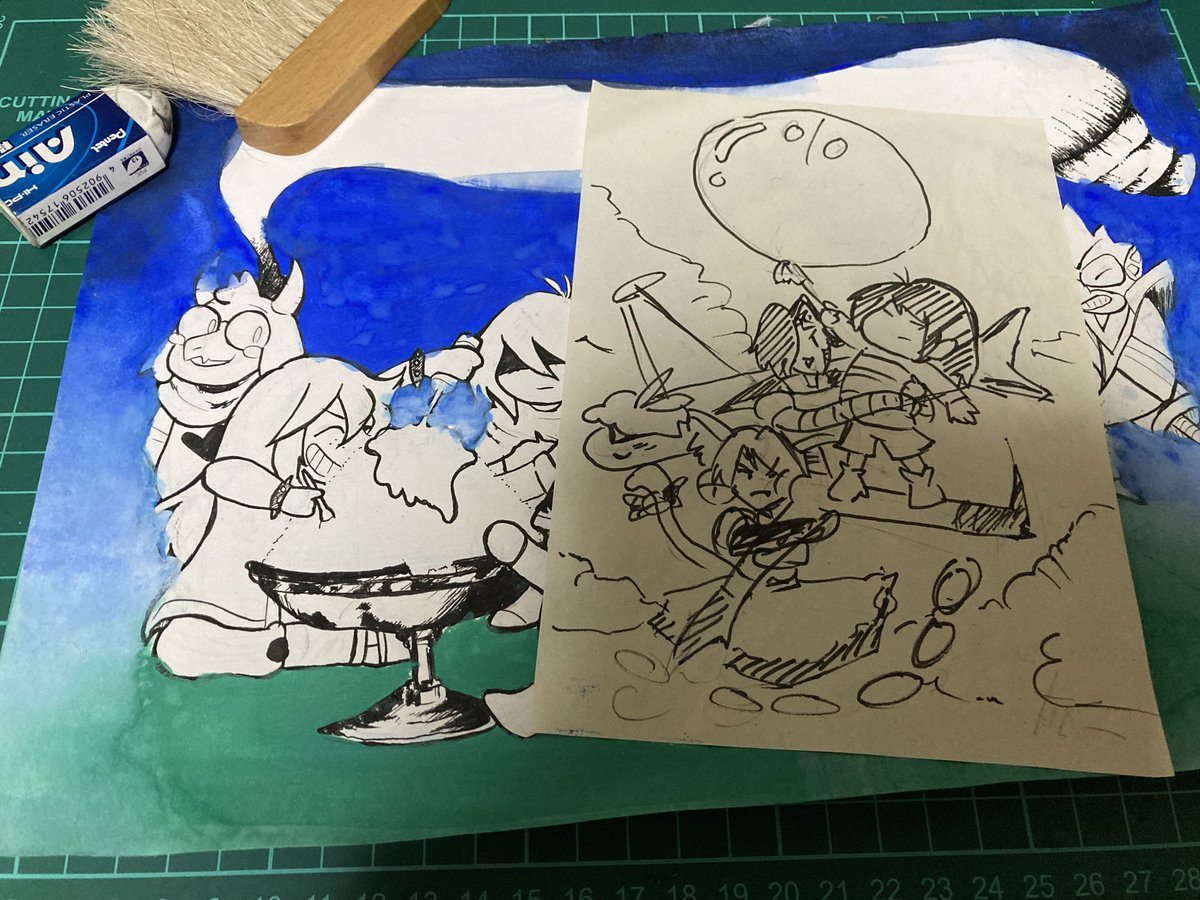 あまり色塗り進まんかったけどラフスケッチは出来た。

恐らくこのラフスケッチの本番描きはA4じゃ描ききれないのでB4で描くかもしれない。 